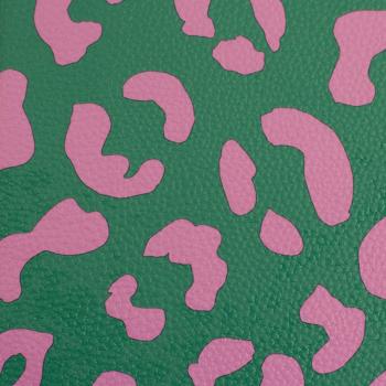 Preview: 50x70 cm Zuschnitt Kunstleder Happy Leo grün/pink by Cherry Picking von Swafing